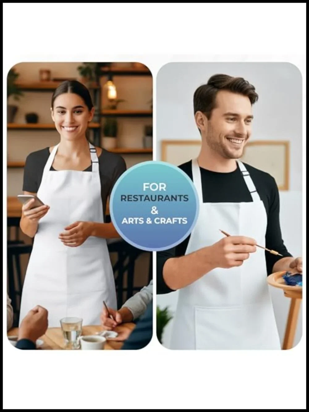 4 Pack Bib Aprons Adjustable with 2 Pockets Water Oil Resistant
